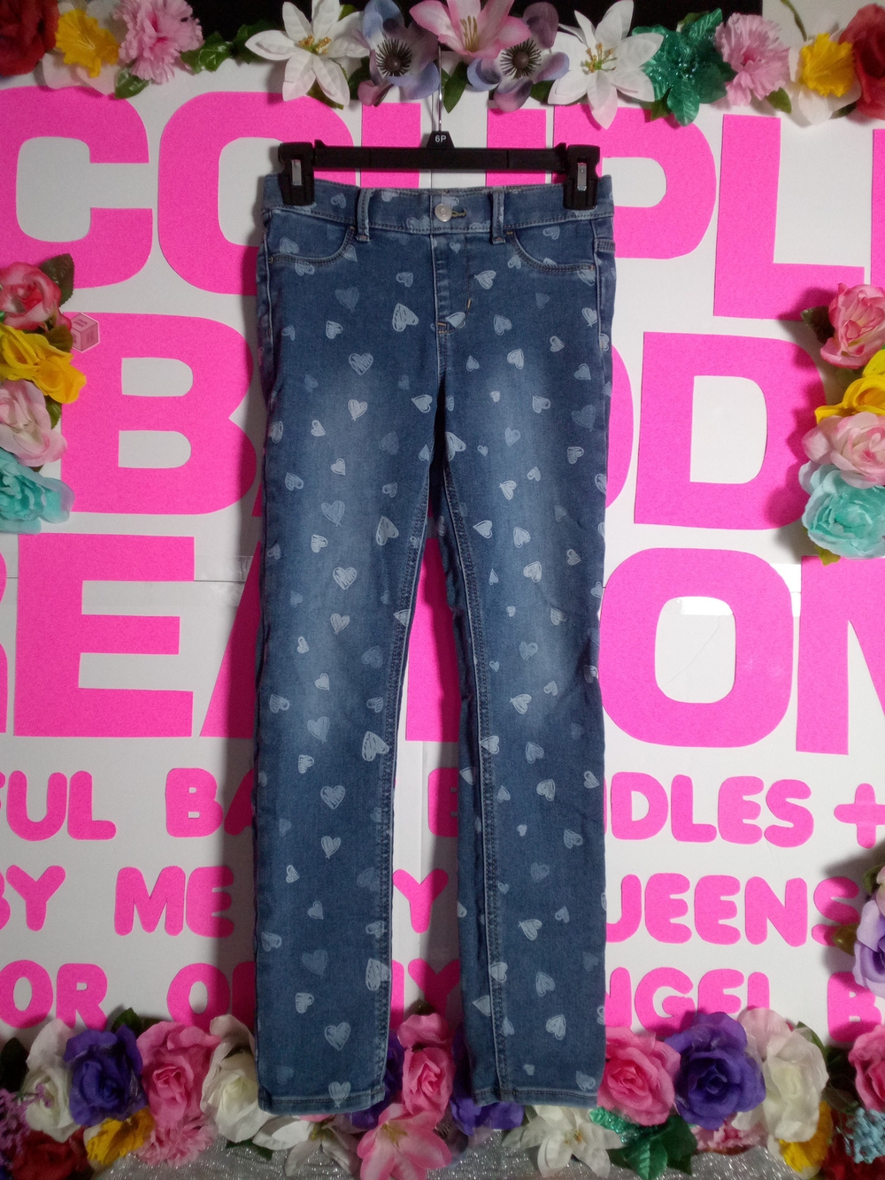 wonder nation Blue Heart Print Girls' Skinny Jeggings